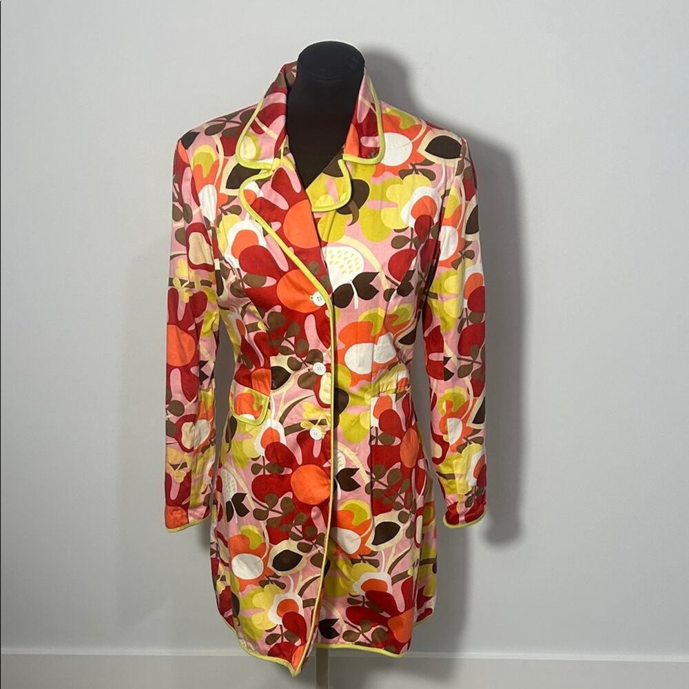 Floral Multicolor Women's Trench Coat - Bright Retro Print